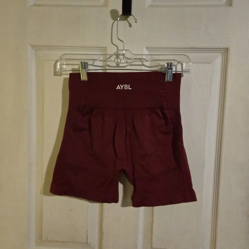 AYBL Deep Red High-Waisted Shorts - Picture 2 of 3